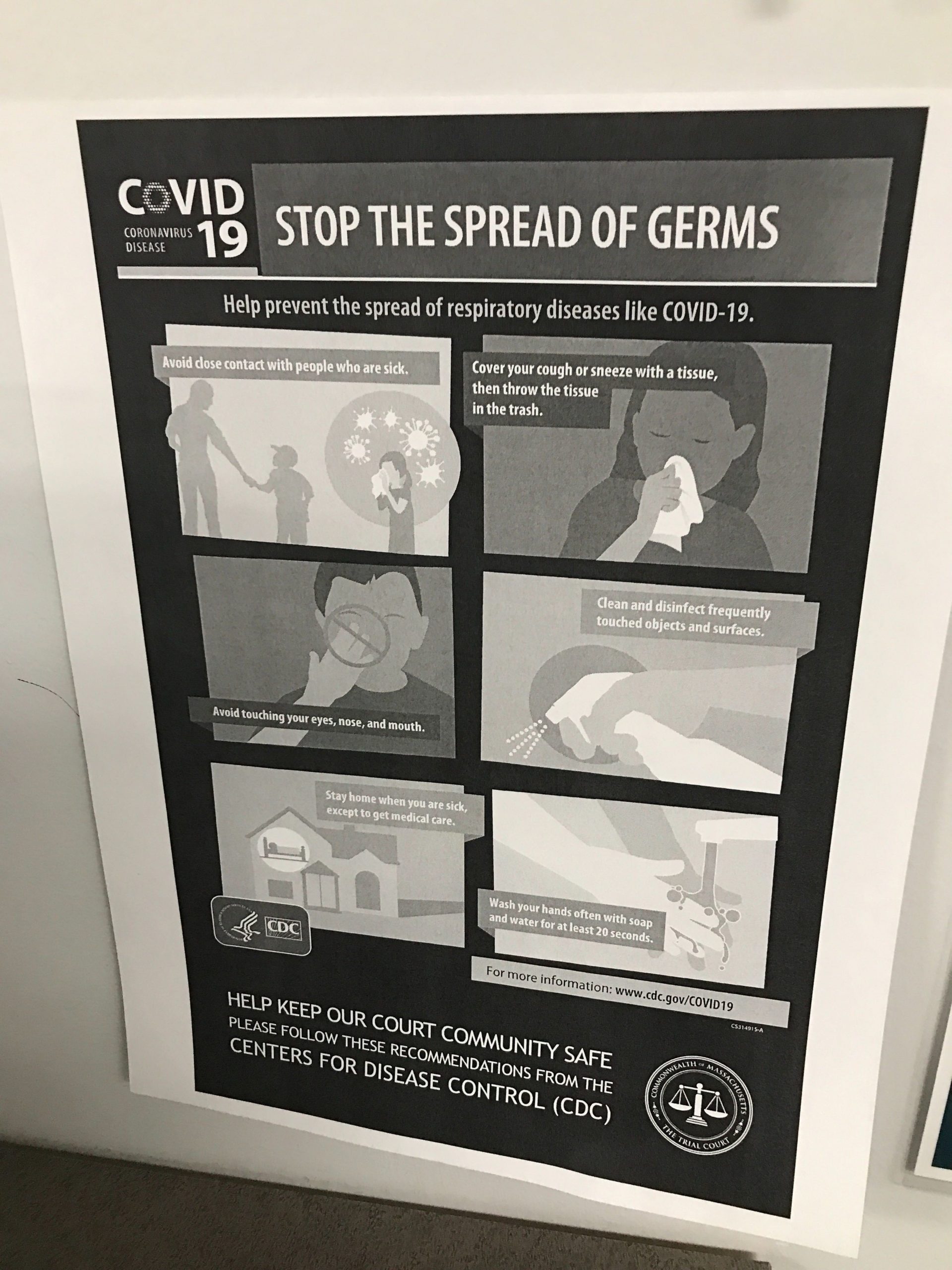 massachusetts district court coronavirus warning poster